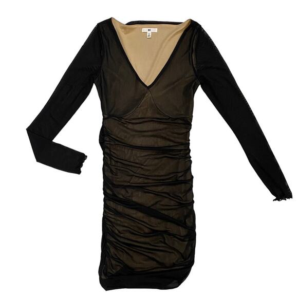 Bp Black Long Sleeve Mesh Mini Dress size XSMALL - 23 - Picture 4 of 11